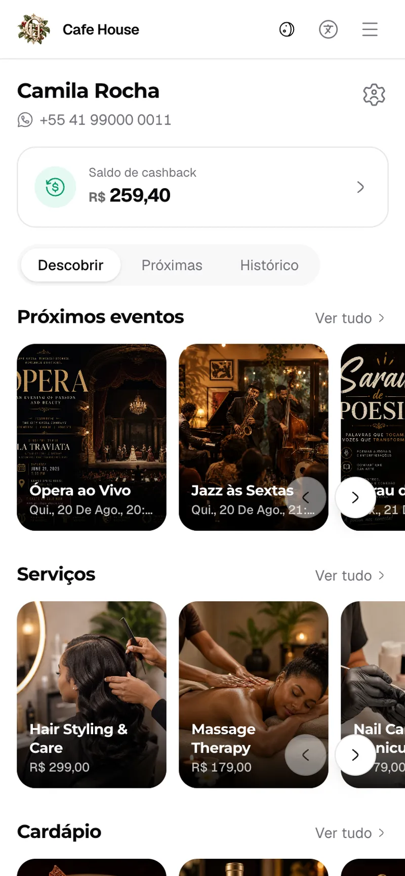 Cashback e fidelidade no app do cliente